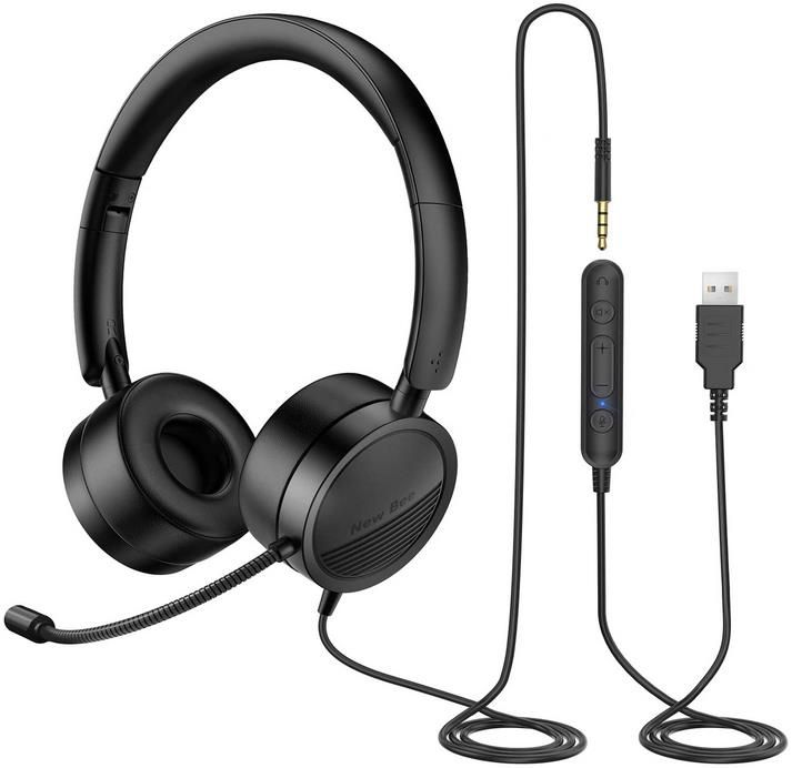 New Bee Office Headset mit geräuschunterdrückendem Mikrofon für 17,99€ (statt 30€)