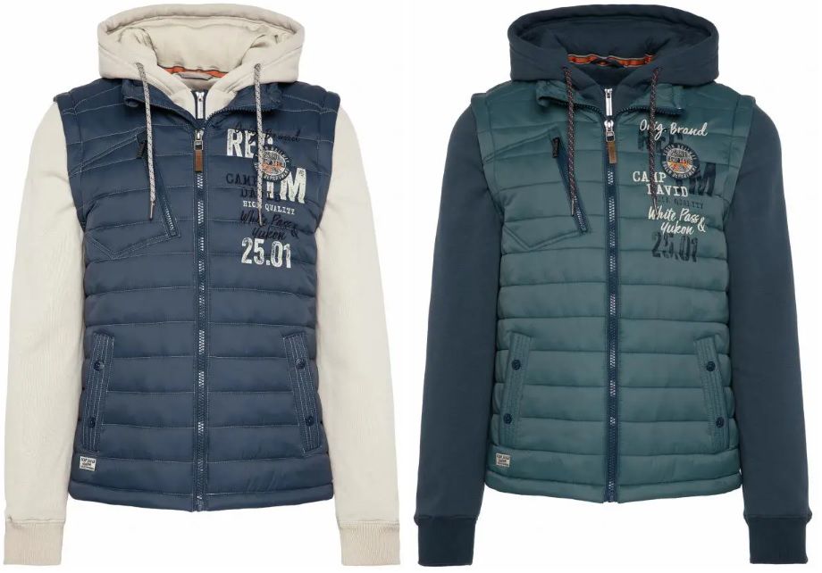 Camp David Sweatjacke mit Weste in Steel Blue für 84,98€ (statt 139€)