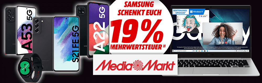 15,97% Rabatt auf ausgewählte Samsung Galaxy Artikel