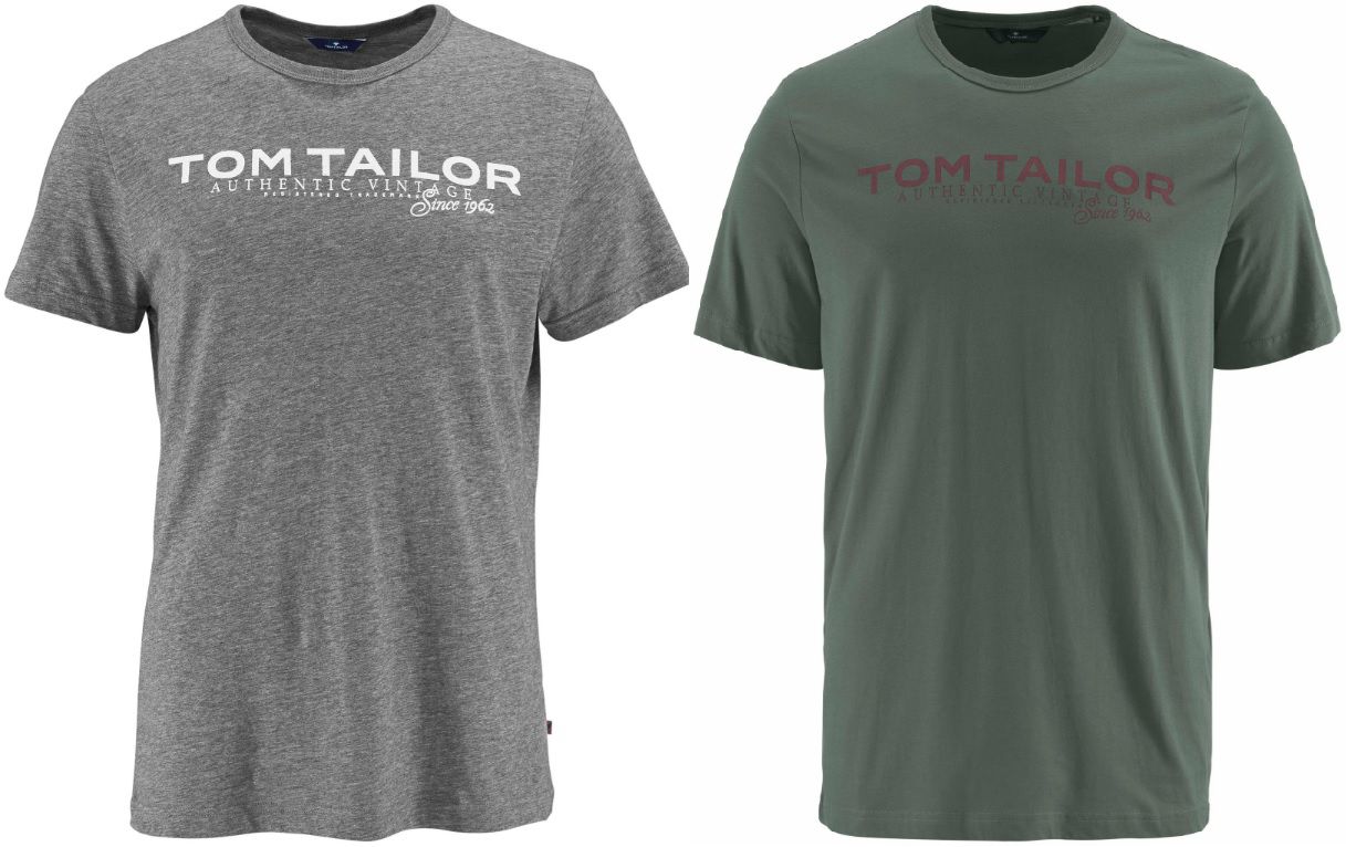Tom Tailor T Shirt mit Logoprint in Schwarz, Grau, Grün und Marine ab 7,19€ (statt 10€)
