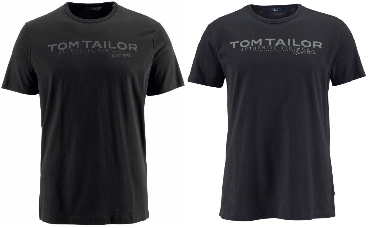 Tom Tailor T Shirt mit Logoprint in Schwarz, Grau, Grün und Marine ab 7,19€ (statt 10€)