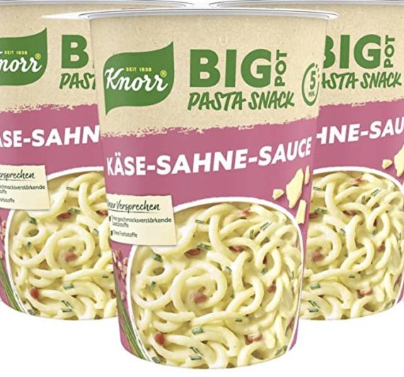 8x Knorr Big Pasta Snack Pot Käse-Sahne-Sauce (je 82g) ab 7,60€ (statt 12€) &#8211; Prime Sparabo