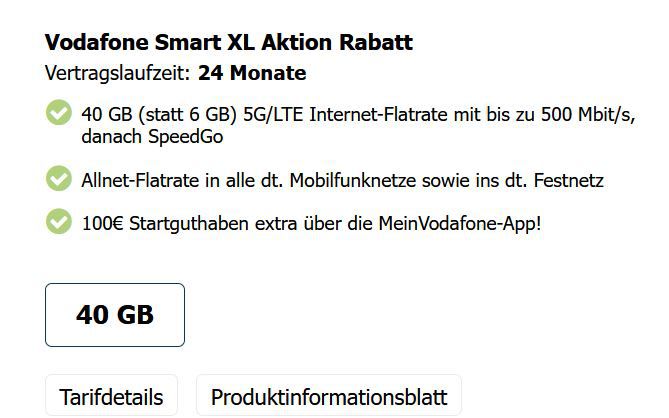 Samsung Galaxy S22 5G mit 128GB für 49€ + Vodafone Allnet Flat mit 40GB LTE für 39,99€ mtl.   100€ Startguthaben