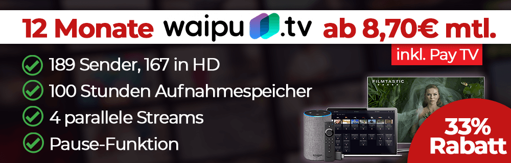 12 Monate waipu TV Perfect Plus für 8,70€ mtl