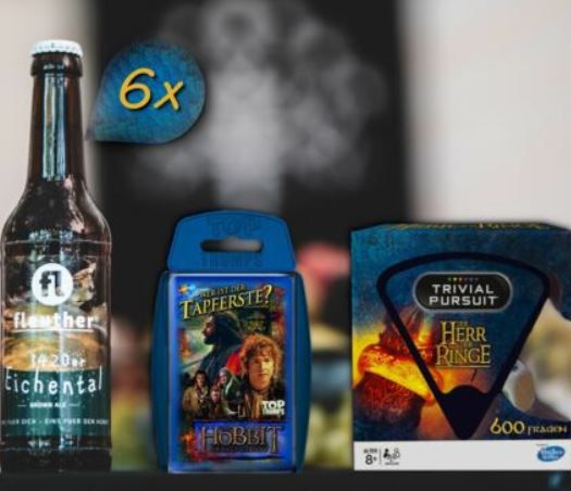 Herr der Ringe Fanpaket: Trivial Pursuit + Kartenspiel + 6Fl. Hobbit Bier für 39,99€ (statt ca. 52€)