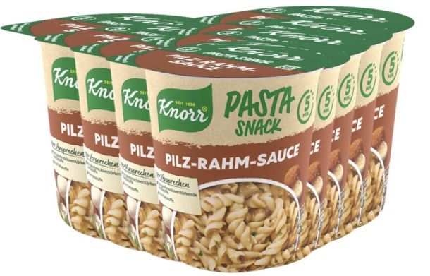 8x Knorr Pasta Snack Pilz Rahmsauce (je 60g) Instant Nudeln ab 5,37€ (statt 9€) – Prime Sparabo