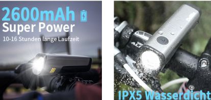 Deilin LED Fahrradbeleuchtung für Vorne und Hinten mit 2 Lichtmodi & IPX5 für 14,39€ (statt 20€)