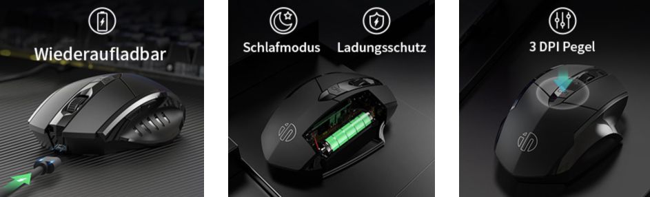inphic kabellose Funk  & Bluetooth Maus für 10€ (statt 17€)   Prime