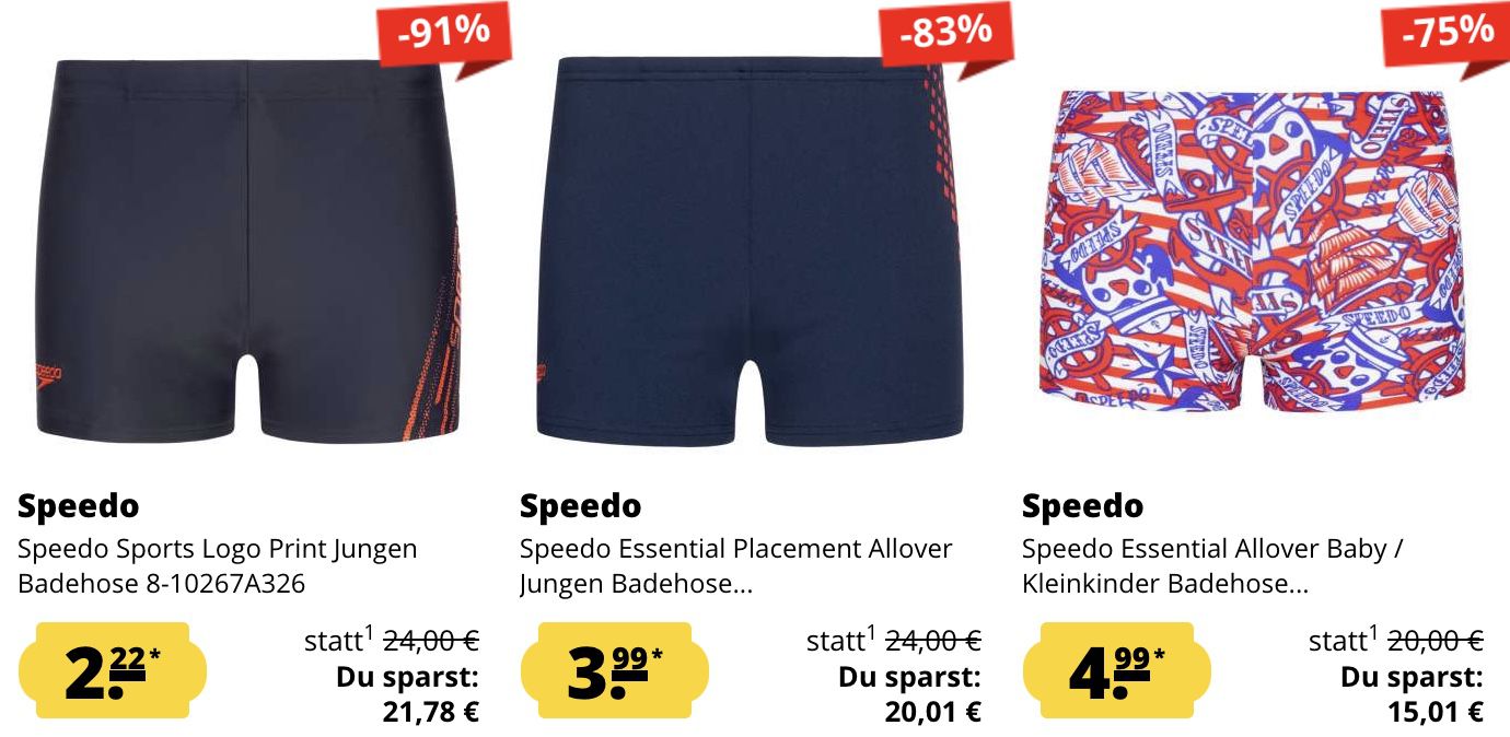 SportSpar: Badehosen, Badeshorts & Bikinis ab 2,22€ + keine VSK   auch für Kinder