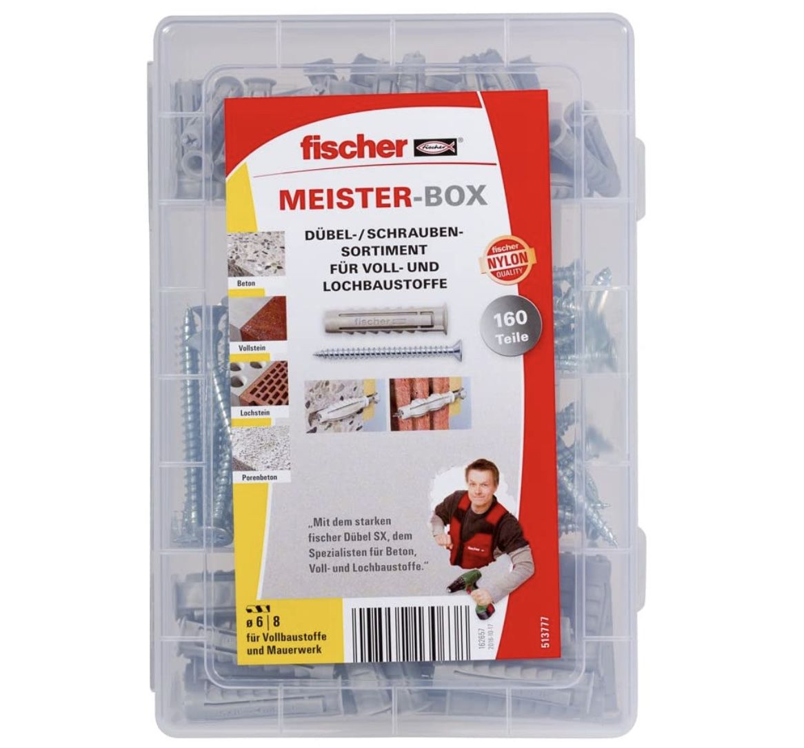 fischer 513777 Meister Box SX Dübelbox inkl. Schrauben für 7,99€ (statt 10€)