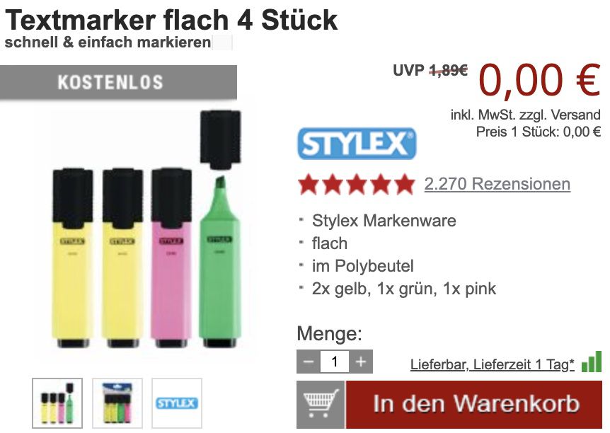 33% Rabatt auf kompatible Druckerpatronen + 10€ Gutschein ab 40€ + 4 Textmarker gratis