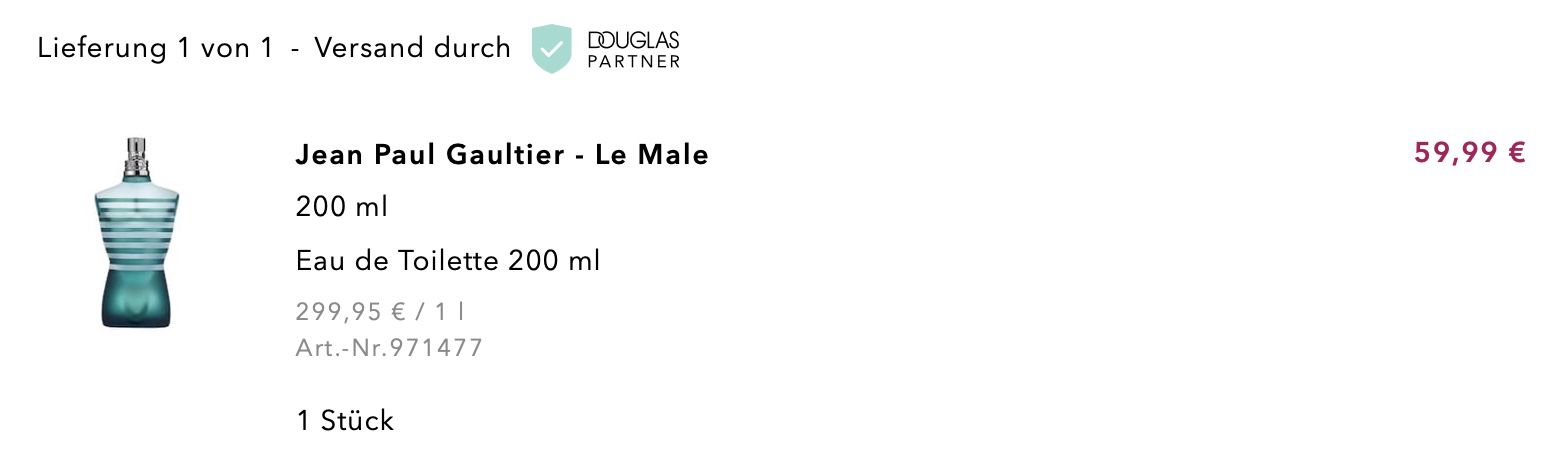 200ml Jean Paul Gaultier Le Male Eau de Toilette für 59,99€ (statt 73€)