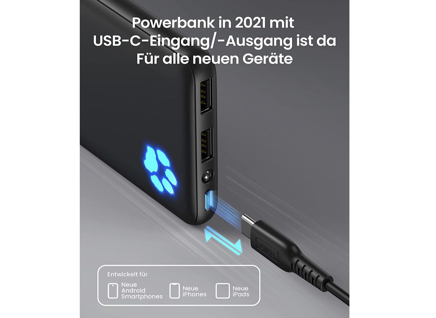 INIU 10000mAh Ultra Slim Powerbank mit USB C In  & Output für 15,31€ (statt 20€)