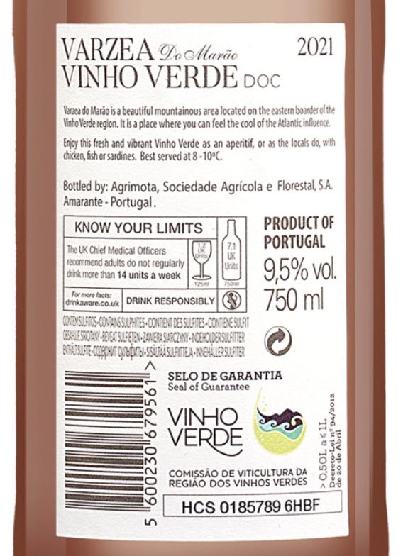 12 Flaschen Varzea Do Marao Vinho Verde Rosé für 42,89€