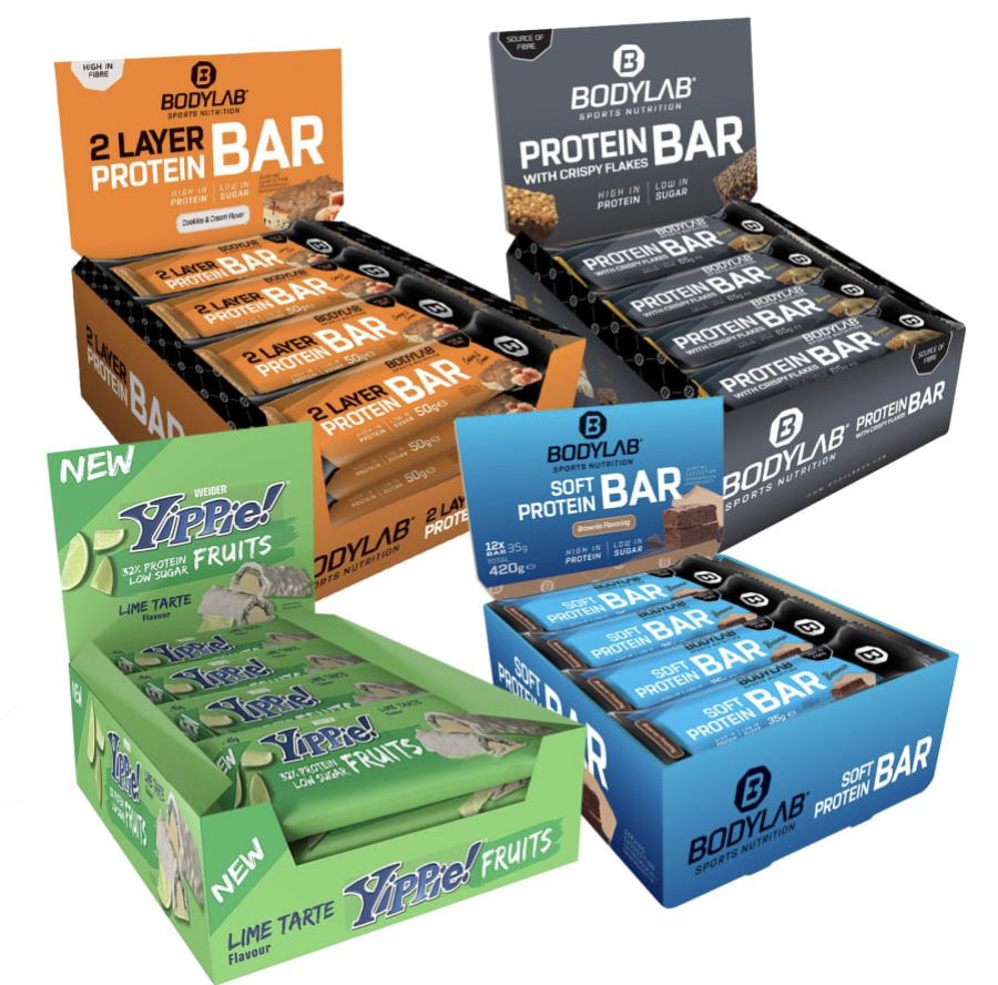 36x Bodylab Protein Bar Riegel + 12 YIPPIE! Bar Fruits für 41,65€ (statt 67€)