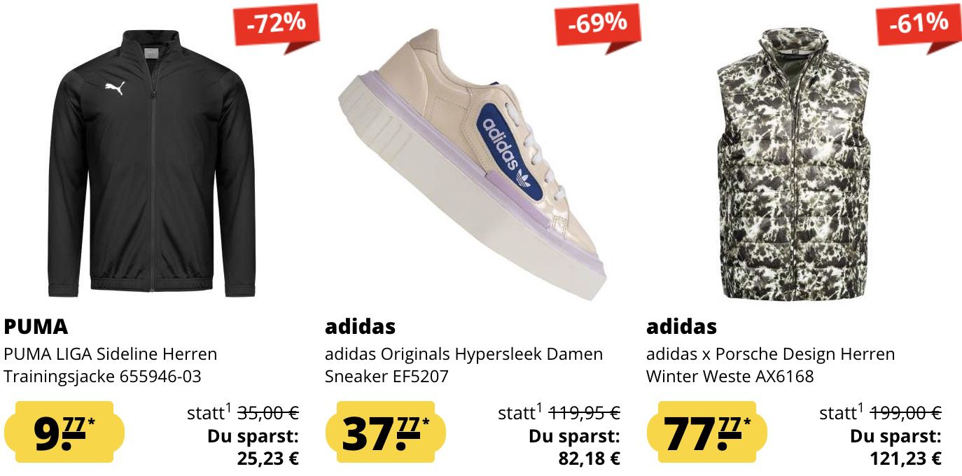 SportSpar: 77 Artikel stark reduziert   z.B. Puma Jacke 9,77€ (statt 19€)