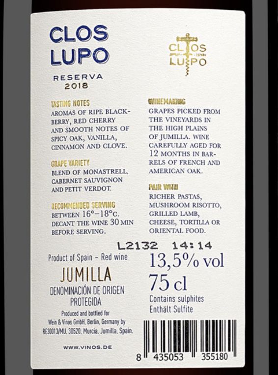 15x Clos Lupo Reserva 2018 trockener spanischer Rotwein für 52,89€ (statt 105€)