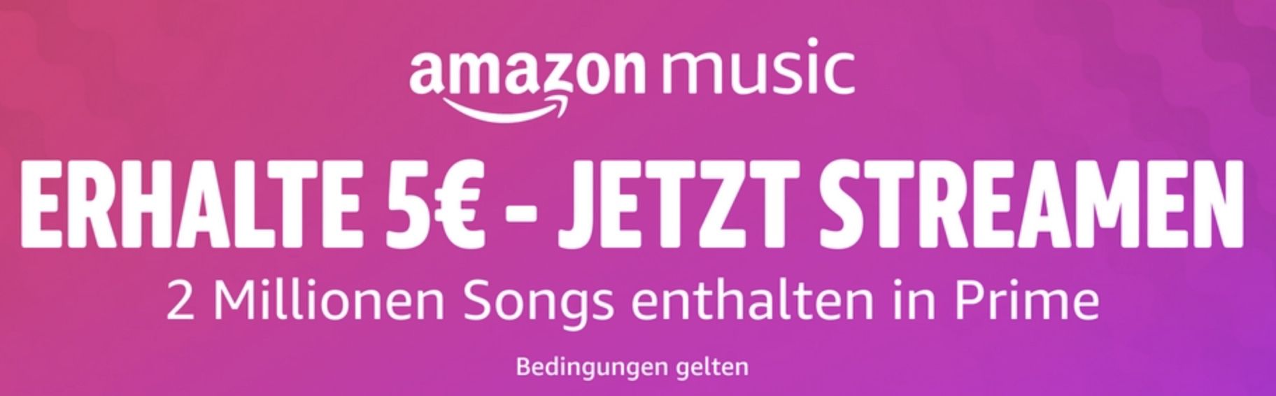 30 Sekunden (erstmalig) Amazon Prime Music streamen und 5€ Gutschein geschenkt bekommen