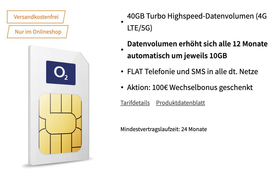 o2 Grow Allnet Flat mit 40GB LTE/5G ab 29,99€ mtl. + Prämie 400€ Saturn Coupon + 100€ Bonus