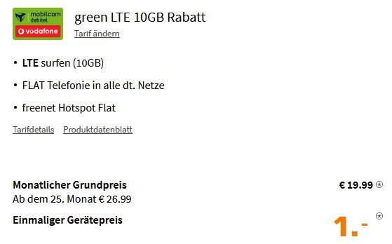 Samsung Galaxy S20 FE 5G mit 128GB für 1€ + Vodafone Allnet Flat mit 10GB LTE für 19,99€ mtl.