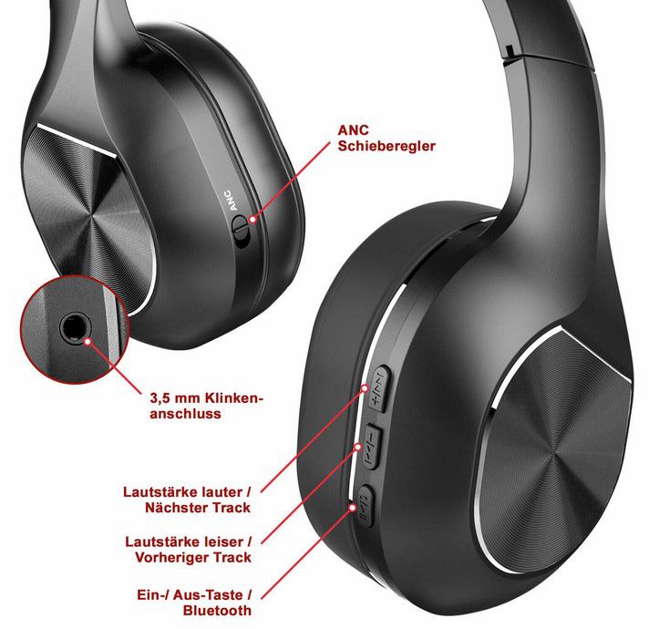 Eaxus ANC Bluetooth Over Ear Kopfhörer für 22€ (statt 33€)