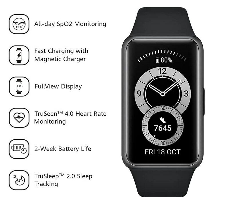 HUAWEI Band 6 Unisex Amoled Smartwatch mit HR Messung ab 24,99€ (statt €42)