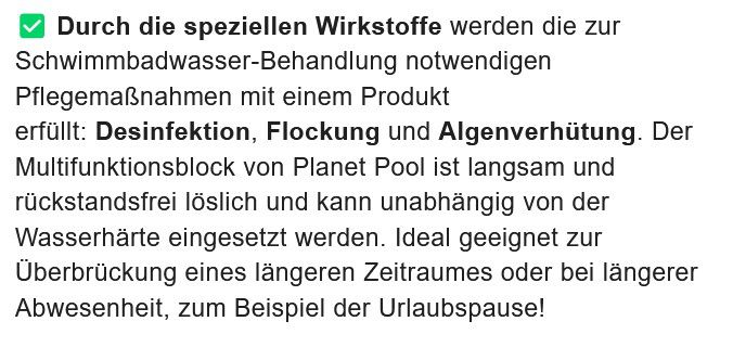 Planet Pool Chlor Multifunktionsblock 600g Granulat für 9,99€ (statt 15€)