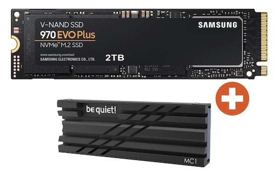 Samsung 970 EVO Plus 2TB SSD + be quiet! MC1 Heatsink für 99,90€ (statt 127€)