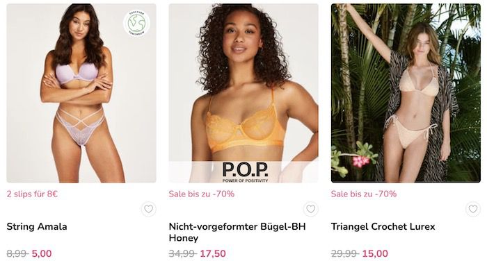 Hunkemöller Sale mit bis zu 70% Rabatt auf ausgewählte Artikel