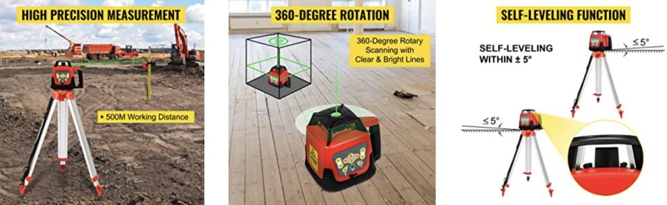 Vevor Rotationslaser inkl. Stativ (500m, 360° drehbar) für 187,49€ (statt 250€)