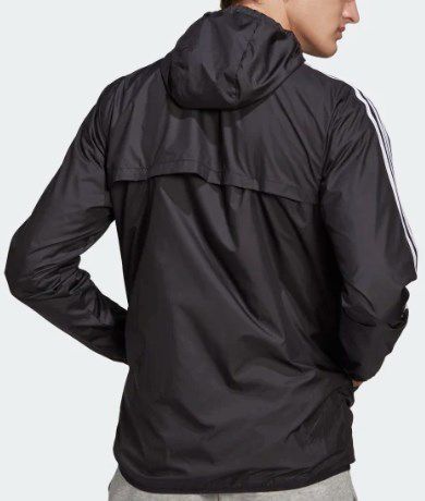 Adidas Primegreen Essentials 3 Stripes Windbreaker in Schwarz für 28€ (statt 47€)