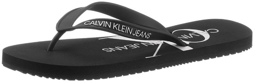 Calvin Klein Zehentrenner Beach Sandal Monogram Tpu in Schwarz oder Weiß für 20€ (statt 26€)