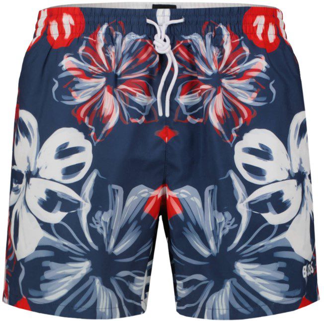 BOSS Herren Badeshorts PIRANHA in Blau mit Muster für 46,91€ (statt 58€) S und M