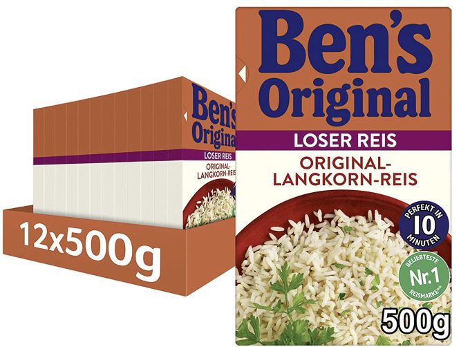 12x Bens Original Langkorn Reis Lose (je 500g) für 18,31€ (statt 24€)