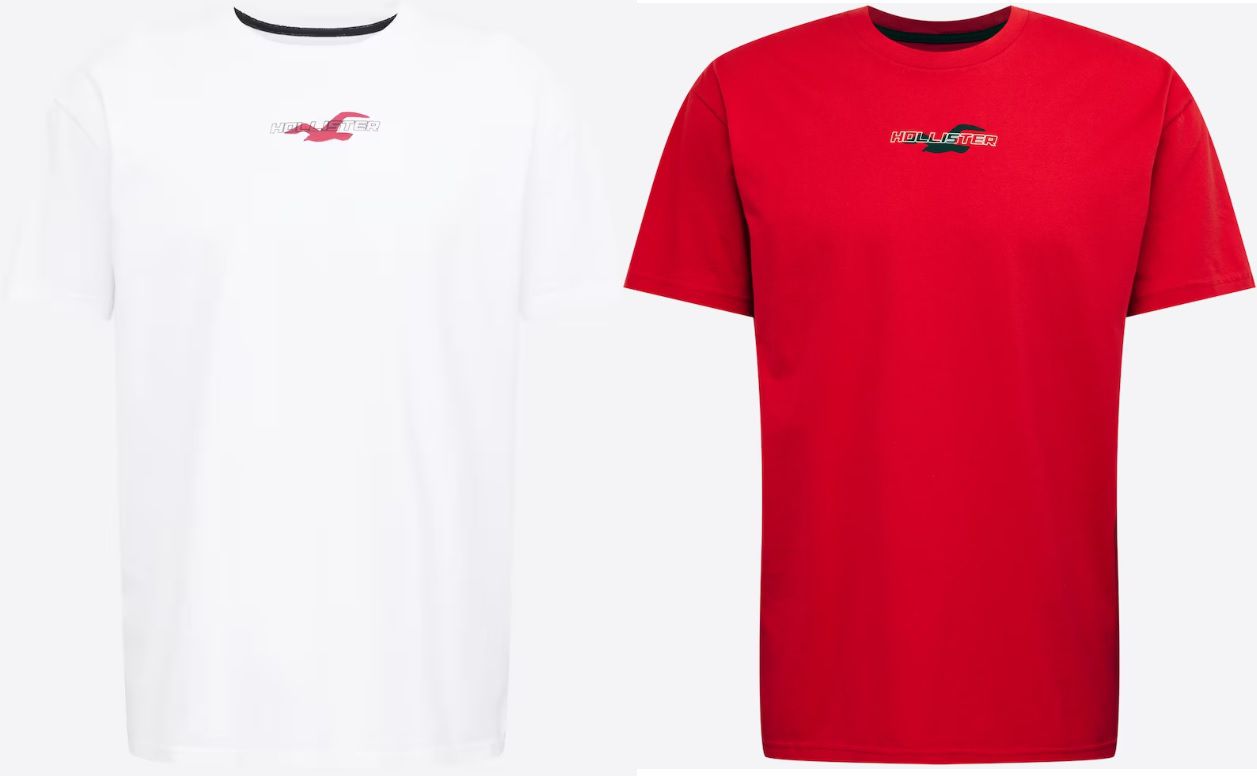 Hollister Jersey T Shirt in Weiß oder Rot für 12,95€ (statt 26€)