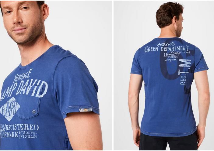 Camp David Herren T Shirt in Blau für 23,94€ (statt 40€)