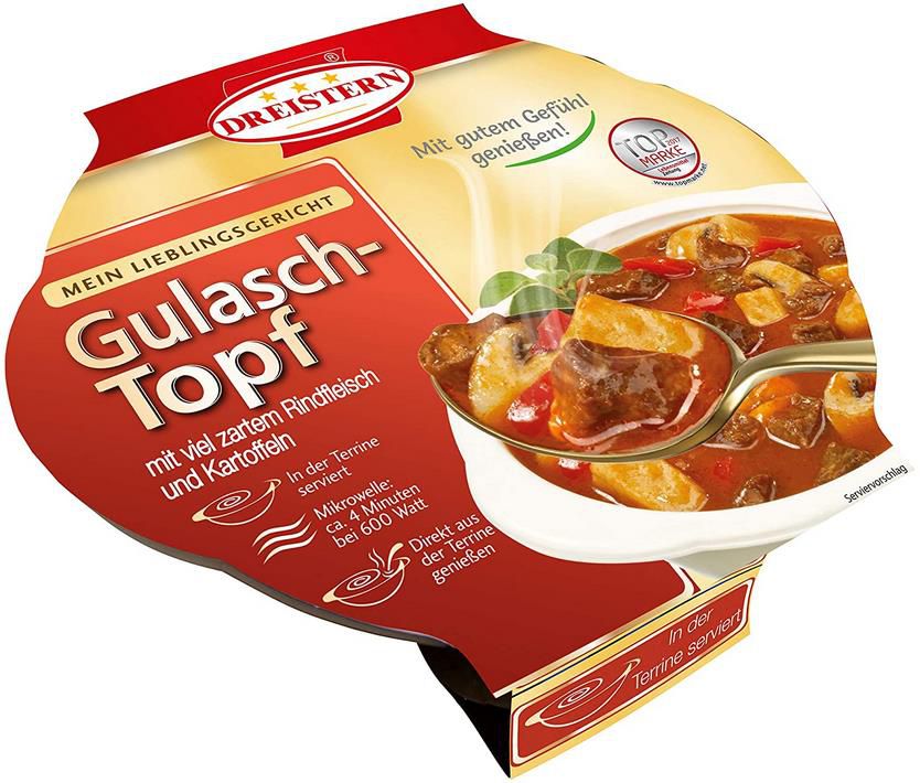 Dreistern Gulasch Suppentopf mit Kartoffeln, 400 g ab 1,93€   Prime Sparabo