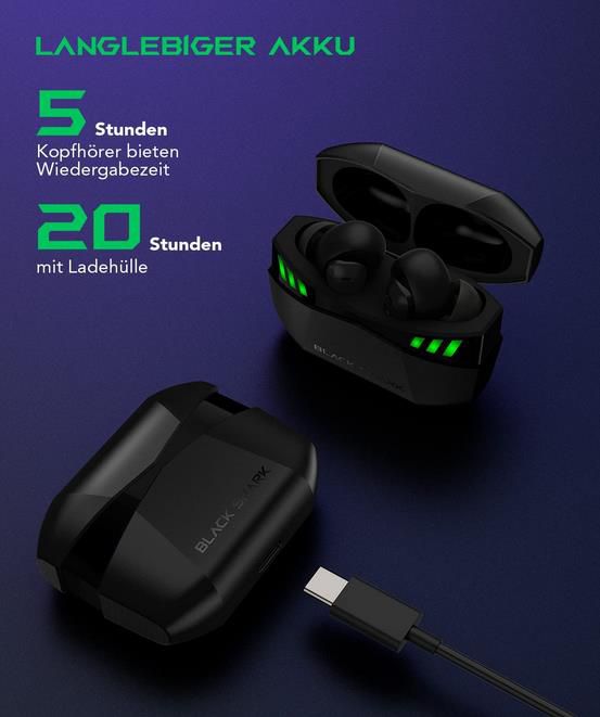 Black Shark Lucifer T2 InEar Kopfhörer mit 35ms Latenz, Bluetooth 5.2, 10 mm Treiber für 26,59€ (statt 38€)