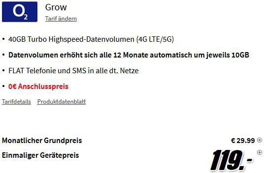 Xiaomi 12 mit 256GB für 119€ + o2 Allnet Flat mit 40GB LTE Grow für 29,99€ mtl.   Keine AG!