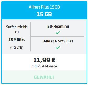 Blau.de: o2 Allnet Flat + 15GB LTE für 11,99€ mtl.   auch monatlich kündbar
