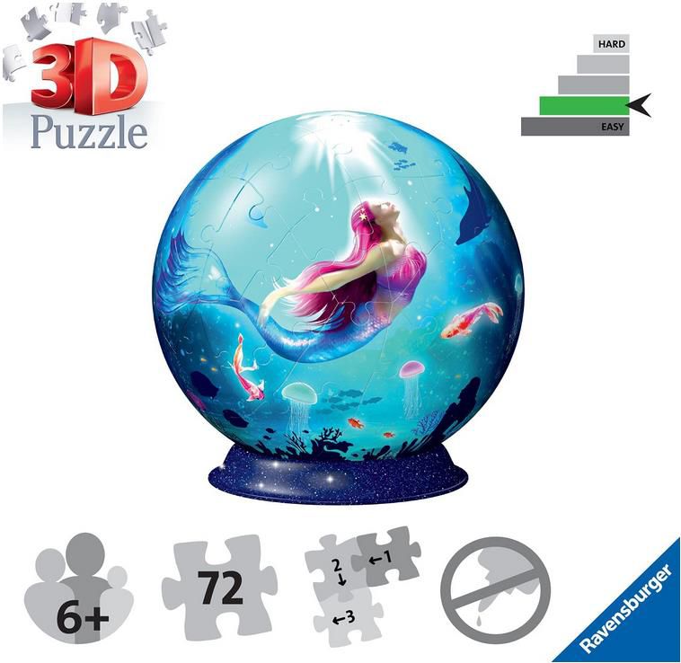 Ravensburger 11250 3D Puzzle   Bezaubernde Meerjungfrauen mit 72 Teilen für 8,99€ (statt 13€)   Prime