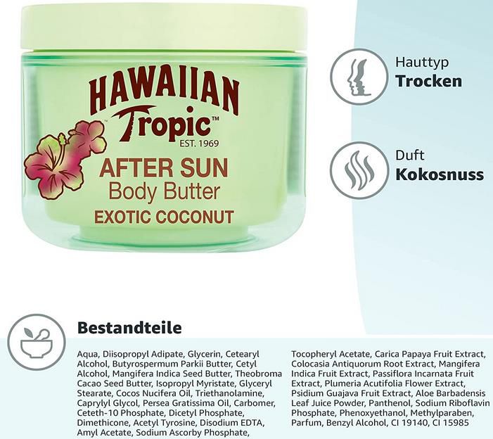Hawaiian Tropic After Sun Body Butter Exotic Coconut, 200 ml ab 6,45€ (statt 8€)   Prime Sparabo