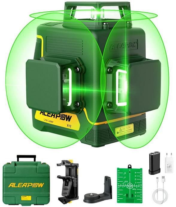 Aleapow Akku Kreuzlinienlaser, Selbstniviellierend, 3x360°, 45m für 139,99€ (statt 190€)