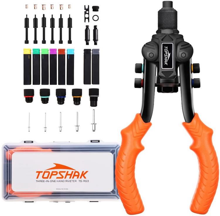 Topshak 3 in 1 Handnietpistole mit 6 austauschbaren Dornen und Nietköpfen für 26,39€ (statt 44€)