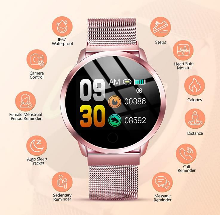 TouchAI Damen Smartwatch mit Fitness Tracker in Pink für 27,29€ (statt 42€)