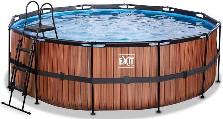 Exit Toys Wood Pool, Ø 427x122cm mit Filterpumpe und Leiter für 399€ (statt 549€)
