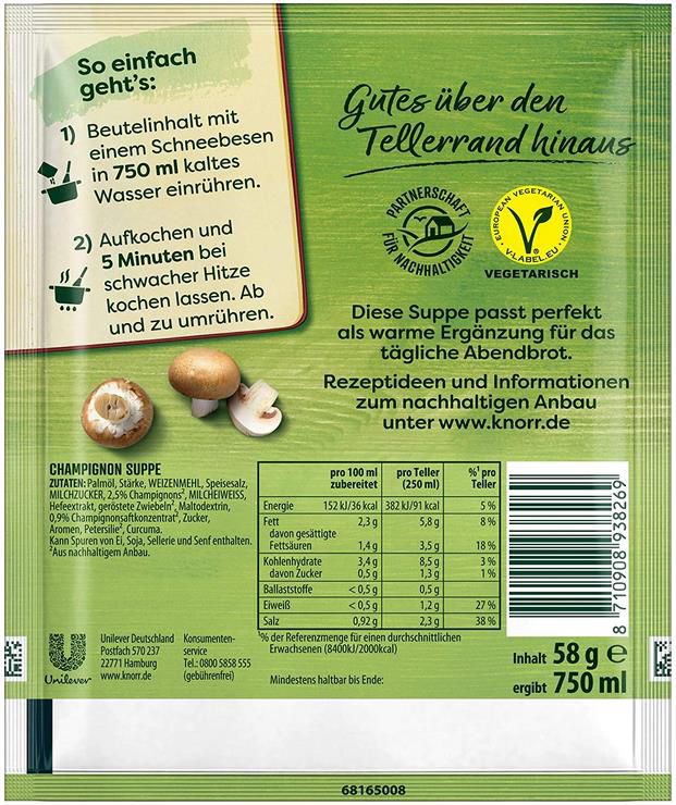 18er Pack Knorr Suppenliebe Champignon Suppe ab 12,82€ (statt 16€)   Prime Sparabo