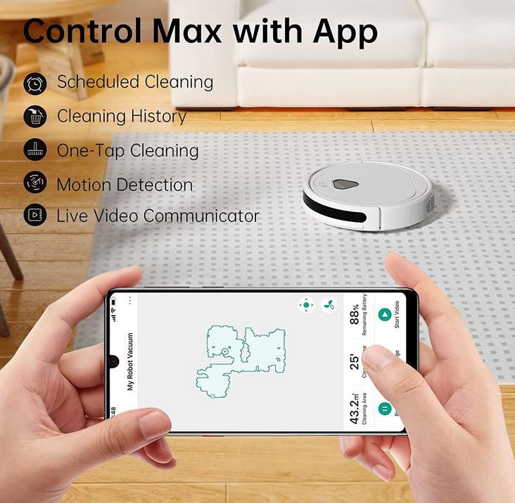 MAX WLAN Saugroboter mit 3.000Pa Saugleistung, 120min Laufzeit, App + Alexa für 129,99€ (statt 270€)