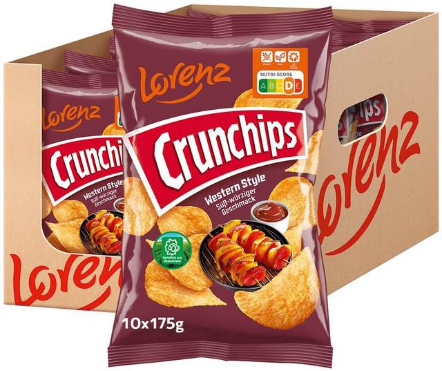 10er Pack Lorenz Crunchips Western Style, 175 g ab 9,52€ (statt 17€)   Prime Sparabo