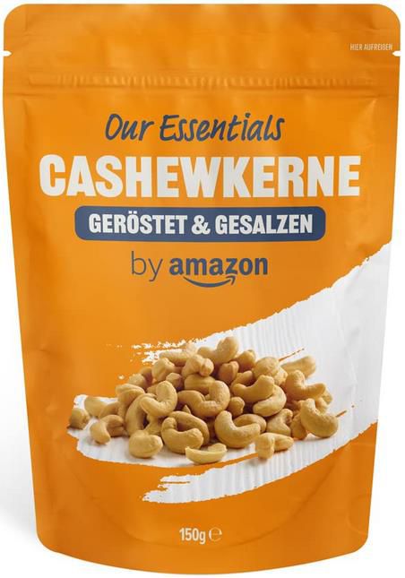4x Amazon Essentials Cashewkerne geröstet & gesalzen, 150g ab 7€   Prime Sparabo